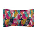 Geometric Retro Triangle Microfiber Pillow Sham — Colorful Abstract Pattern