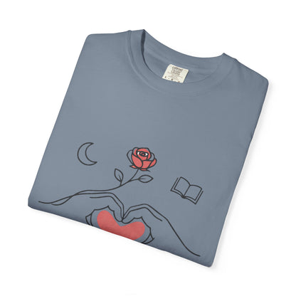 Heart Hands Graphic T-Shirt — Cozy Home, Tea & Book Love Design