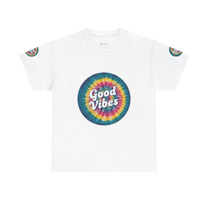 Good Vibes Tie-Dye Tee — Retro Rainbow Graphic T-Shirt