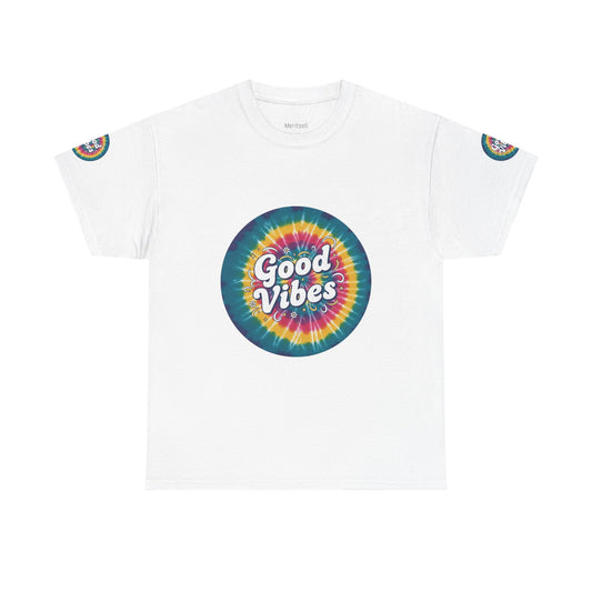 Good Vibes Tie-Dye Tee — Retro Rainbow Graphic T-Shirt Merit Sell
