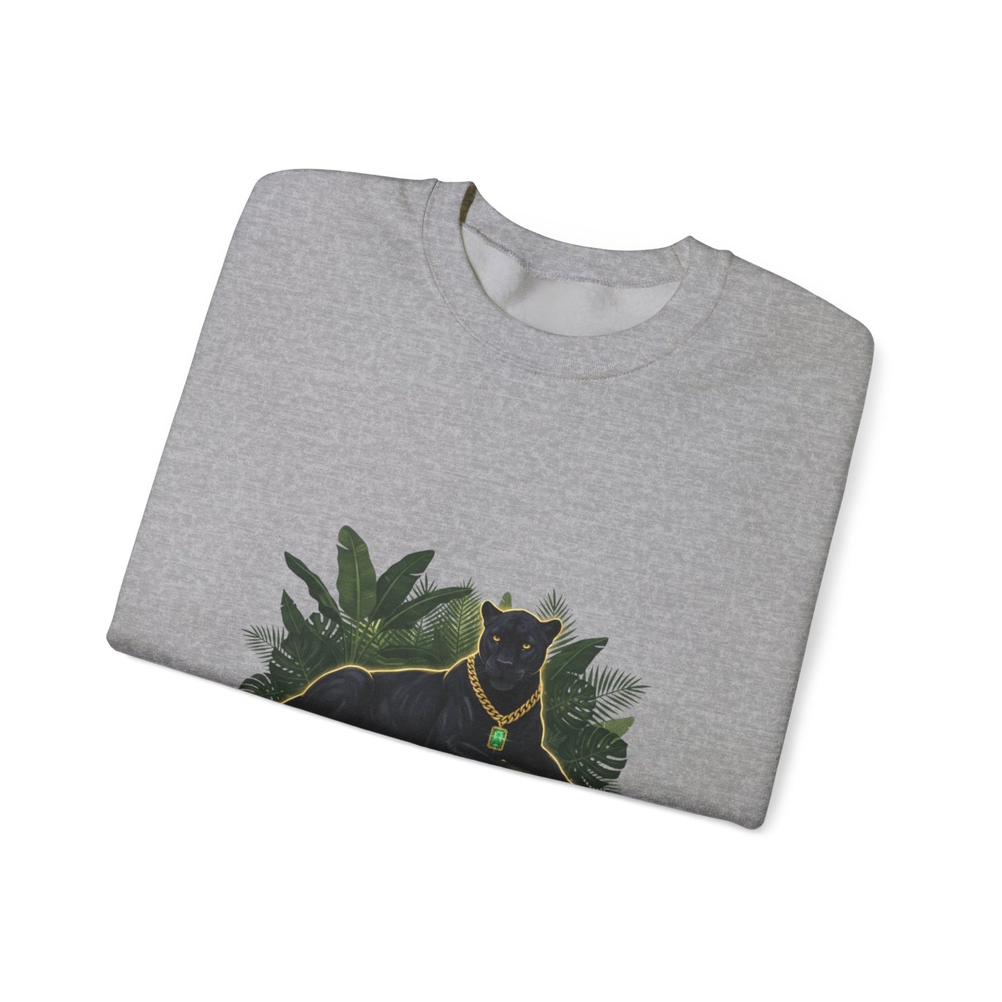 Panther Royale Crewneck Sweatshirt — "Night Royalty" Black Cat Graphic
