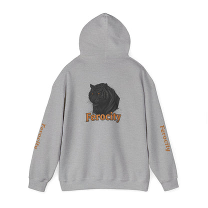Ferocity Panther Hoodie — Black Big Cat Graphic Hooded Sweatshirt
