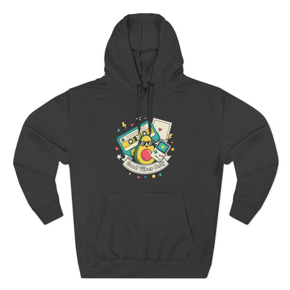 Good Vibes Only Hoodie — Retro Cassette Graphic Fleece Hoodie