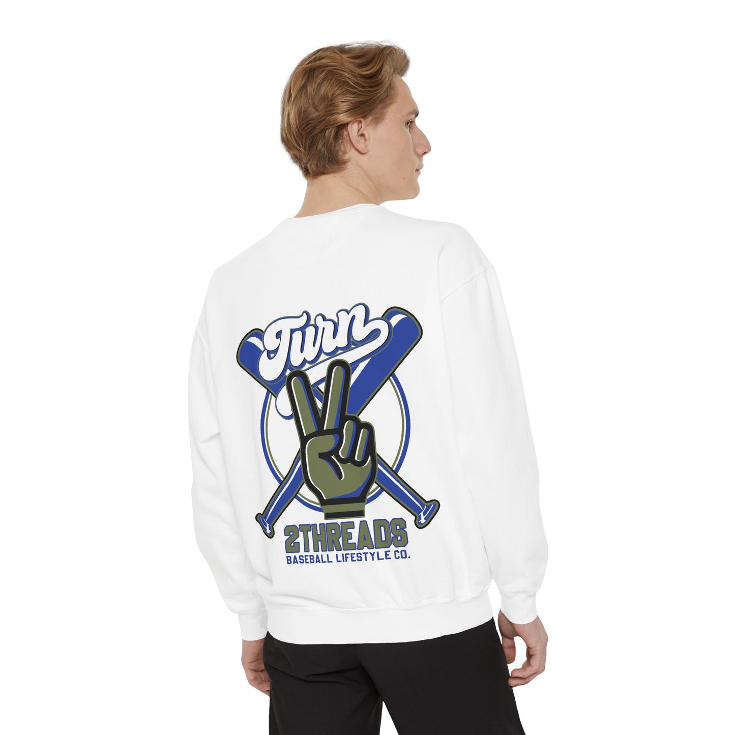 Turn 2Threads Baseball Sweatshirt — Vintage Peace Sign Crewneck