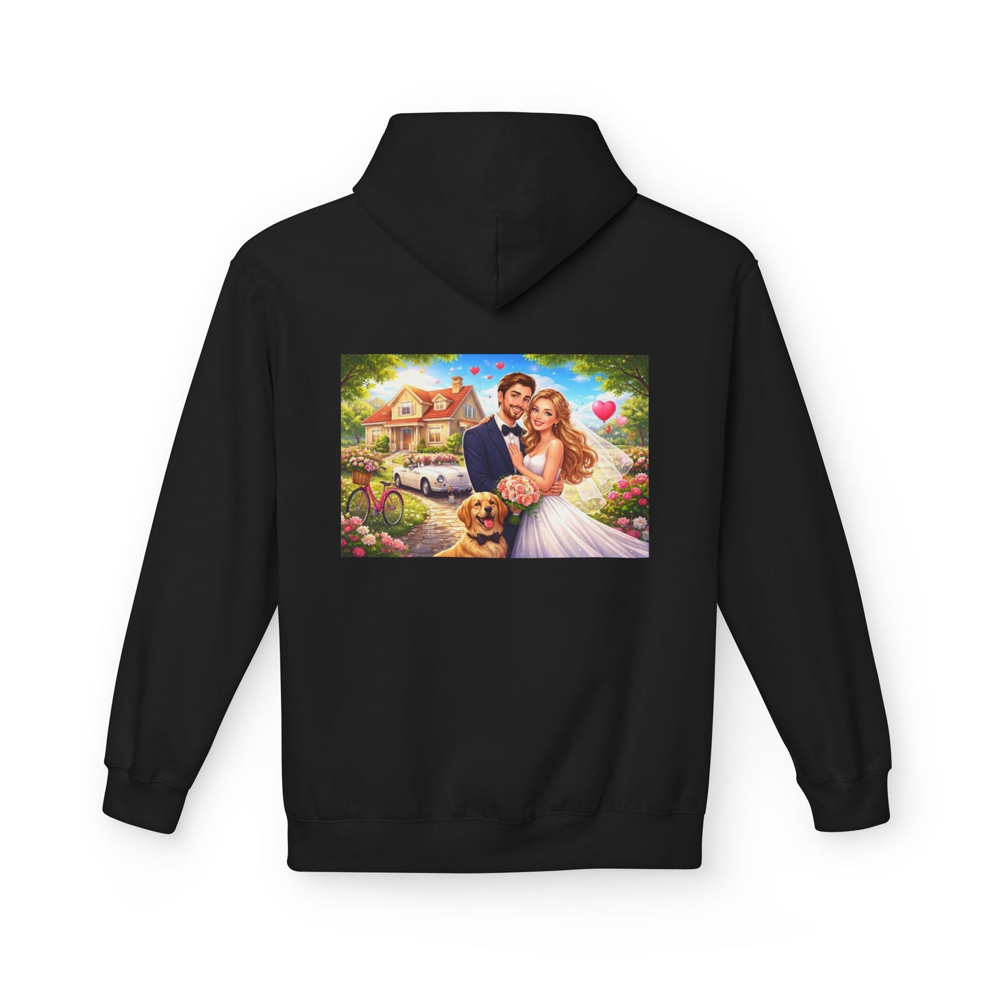Wedding Couple Hoodie — Romantic Bride & Groom Portrait Pullover
