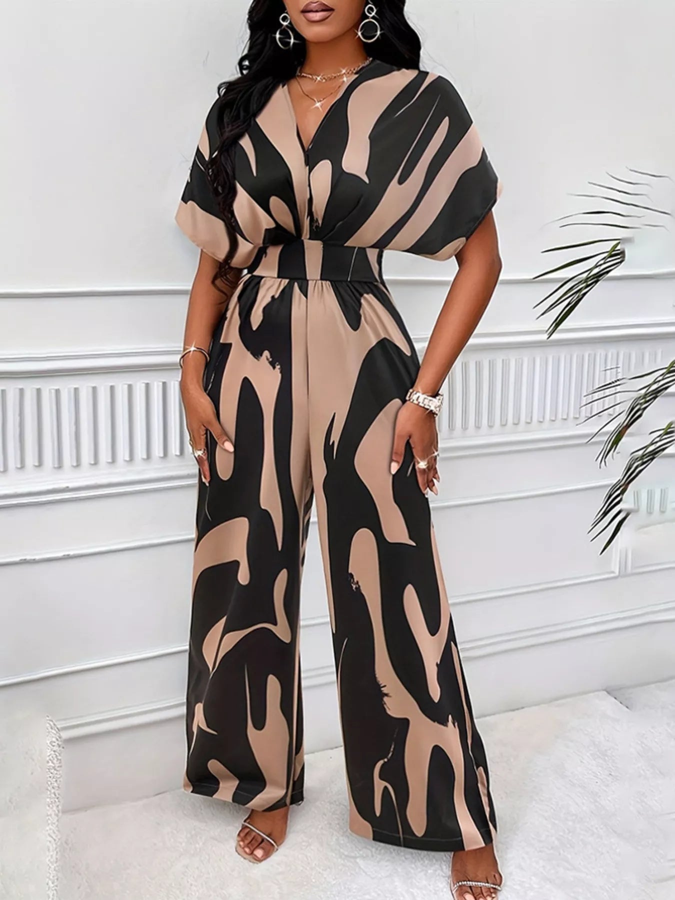 Abstract Print Wide-Leg Jumpsuit - Merit Sell