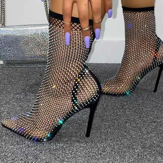 Crystal Mesh Pointed Stilettos