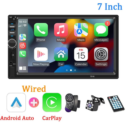 7“ Carplay Car Radio 1 Din Android Auto Universal Multimedia Autoradio Player HD Touch Screen FM AUX Input Bluetooth MirrorLink - Merit Sell