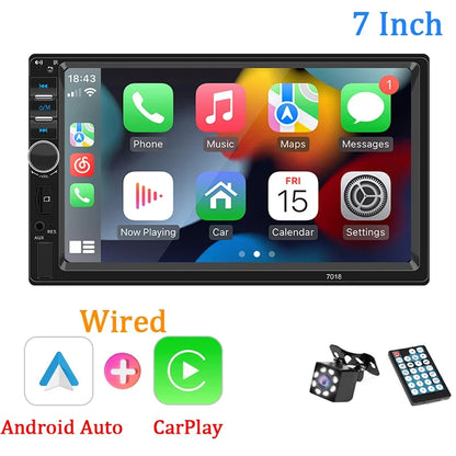 7“ Carplay Car Radio 1 Din Android Auto Universal Multimedia Autoradio Player HD Touch Screen FM AUX Input Bluetooth MirrorLink - Merit Sell