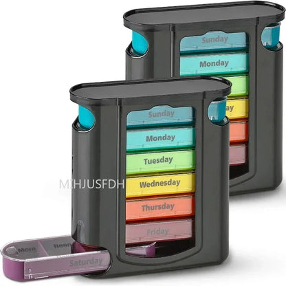 7 Days Medicine Medical Pill Box 28 Grids Weekly Pill Case Storage Box Travel Medicine Box Holder Tablet Organizer - Merit Sell