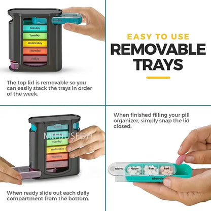 7 Days Medicine Medical Pill Box 28 Grids Weekly Pill Case Storage Box Travel Medicine Box Holder Tablet Organizer - Merit Sell