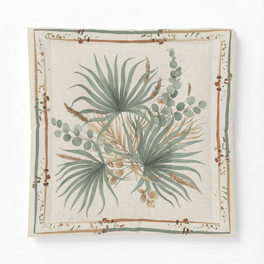 Botanical Palm Cotton Comforter Neutral Green Leaf Bedding