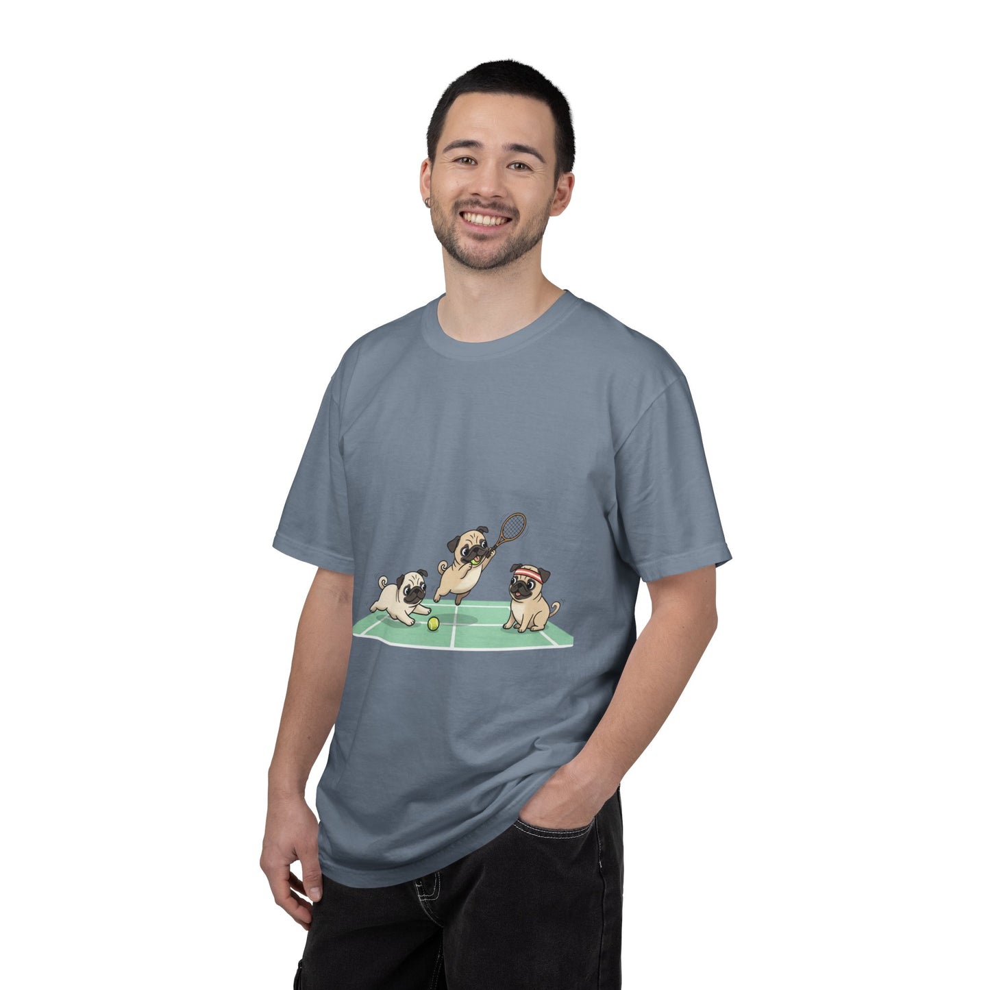 Pug Tennis T-Shirt — Cute Pugs Playing Tennis Graphic Tee