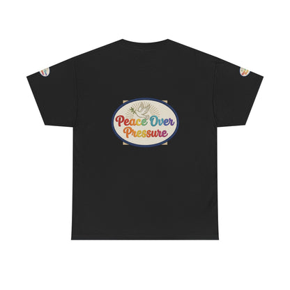 Peace Over Pressure T-Shirt — Retro Rainbow Dove Tee