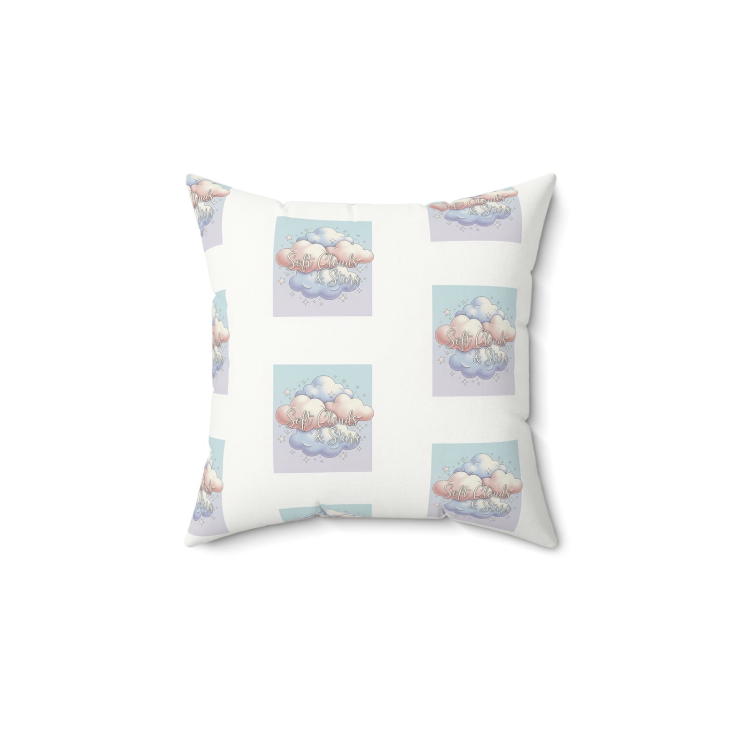 Cloud Pattern Faux Suede Pillow — Pastel Dream Decorative Throw Pillow