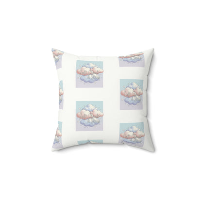 Cloud Pattern Faux Suede Pillow — Pastel Dream Decorative Throw Pillow
