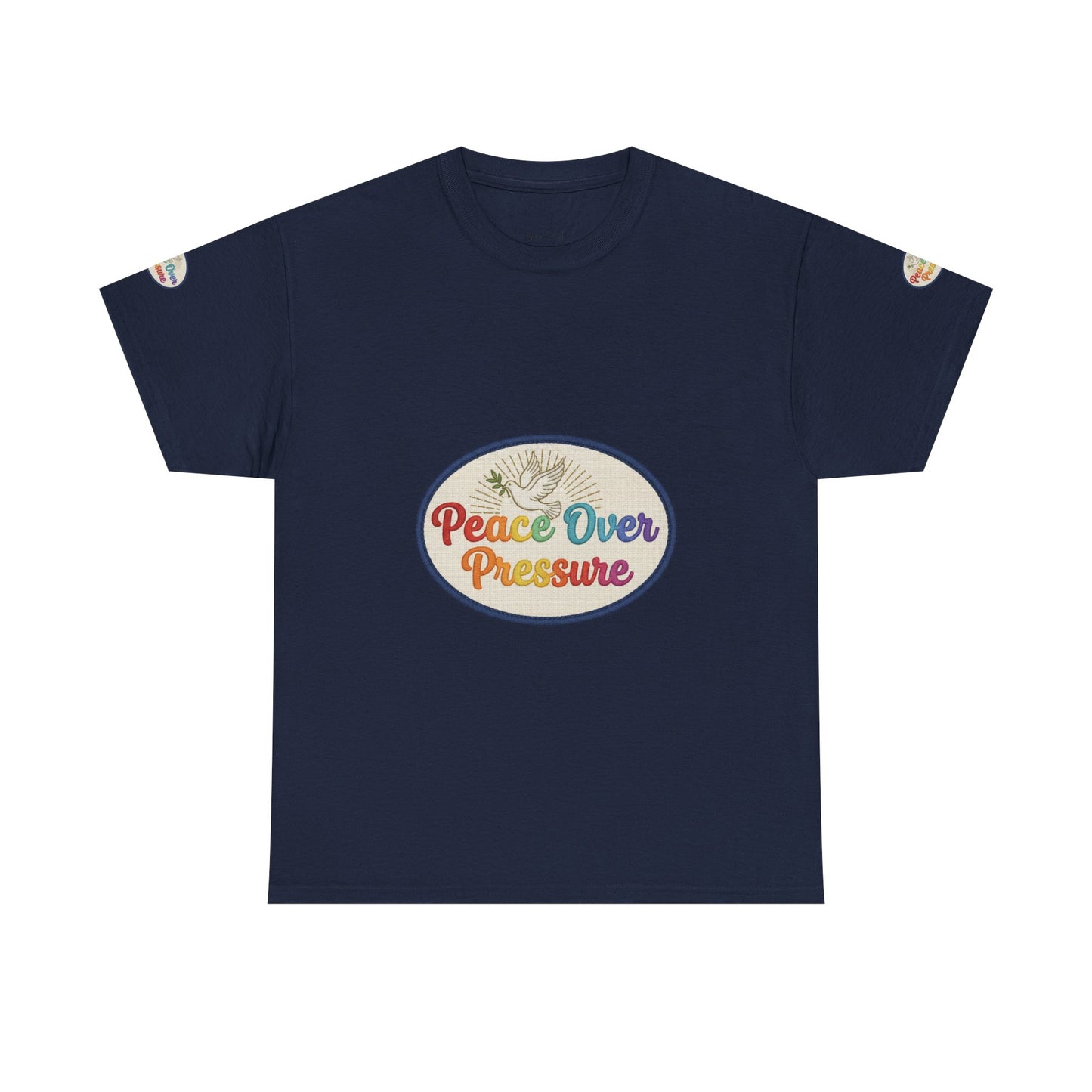 Peace Over Pressure T-Shirt — Retro Rainbow Dove Tee