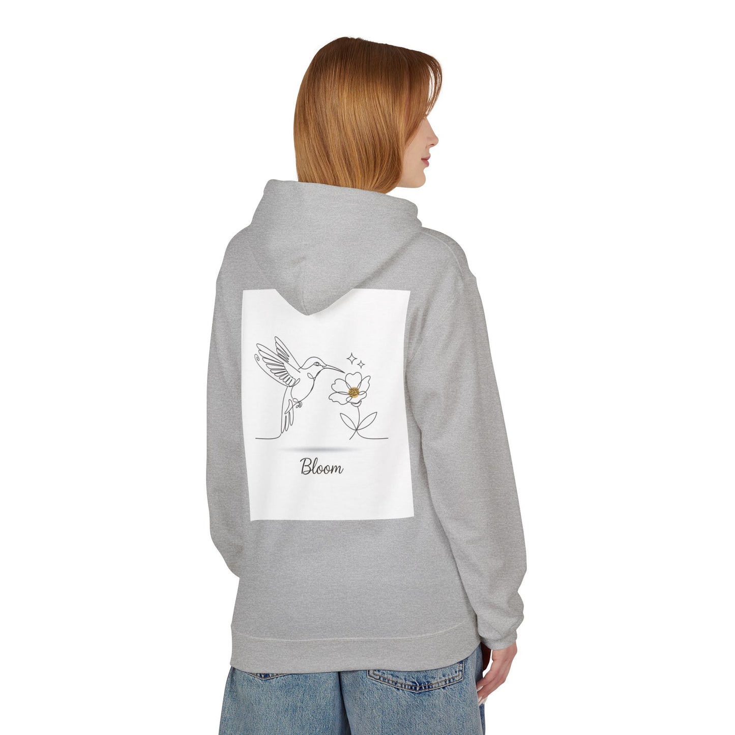 Bloom Hummingbird Hoodie — Floral Minimalist Pullover