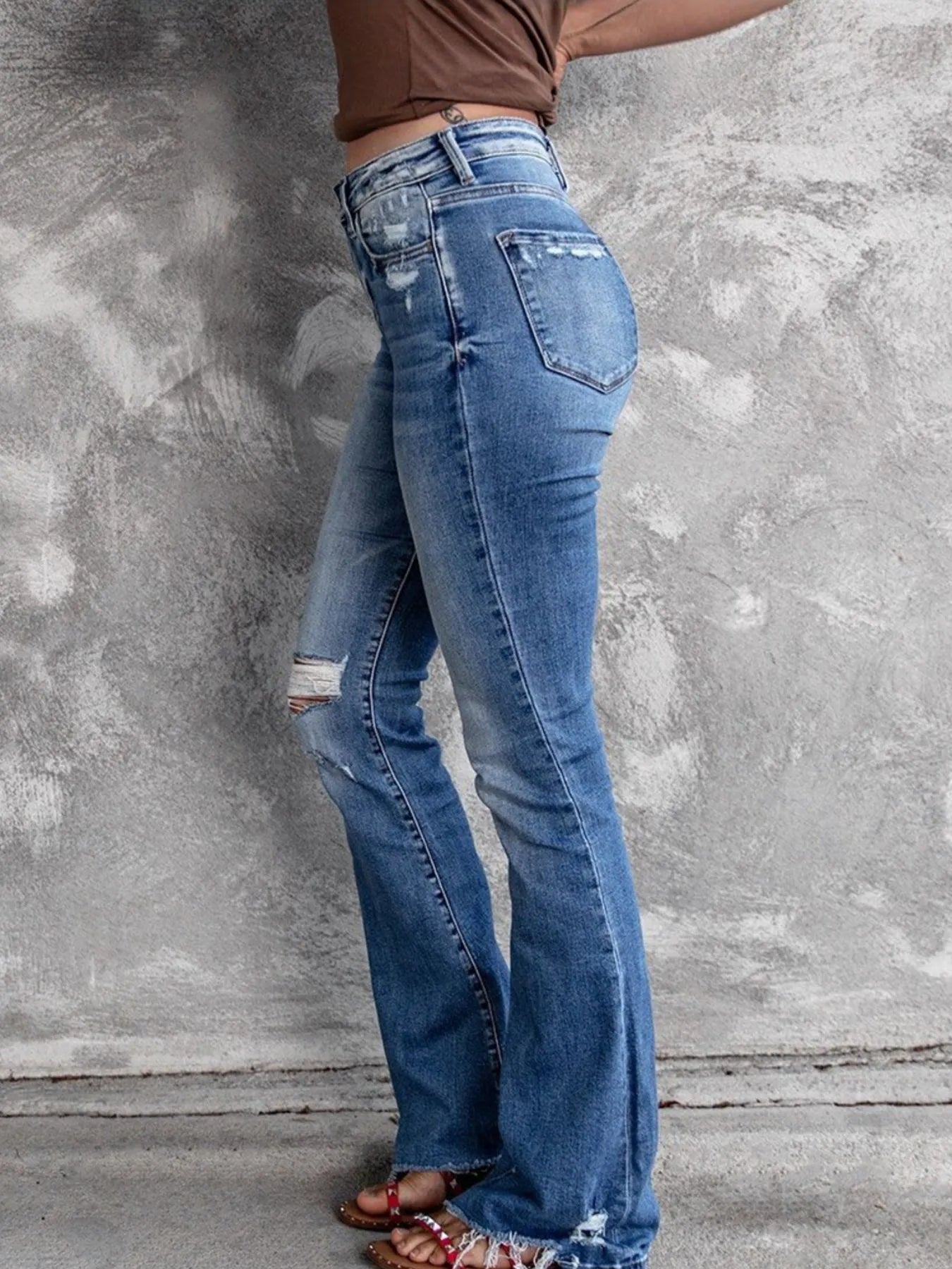Distressed Flare Jeans - Merit Sell