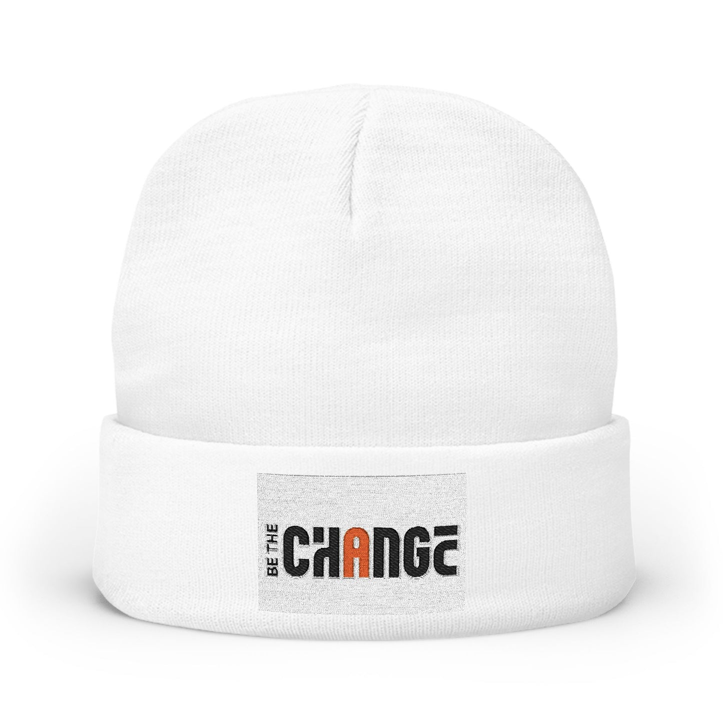 Embroidered 'Change' Knit Beanie — Minimalist Activist Winter Hat
