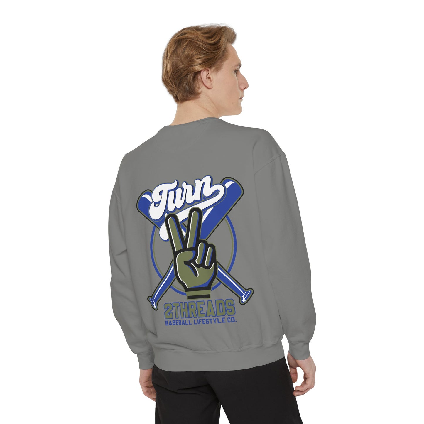 Turn 2Threads Baseball Sweatshirt — Vintage Peace Sign Crewneck