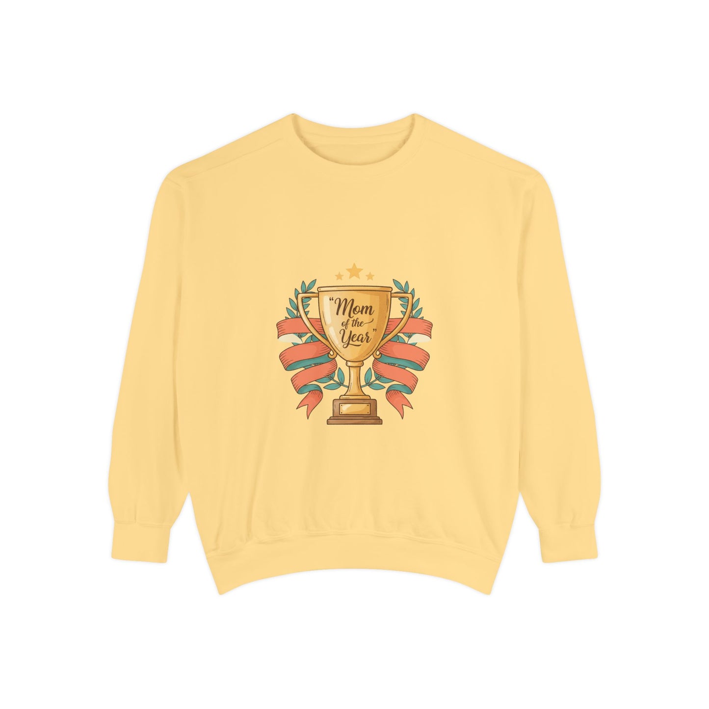 Sweatshirt — "Mom of the Year" Trophy Graphic Crewneck