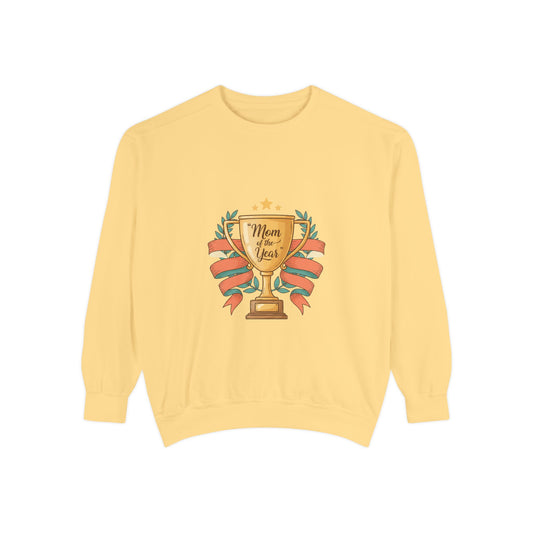 Sweatshirt — "Mom of the Year" Trophy Graphic Crewneck