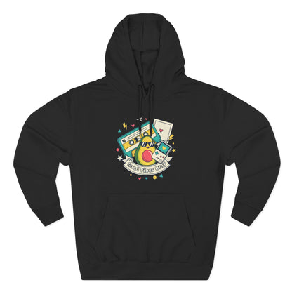 Good Vibes Only Hoodie — Retro Cassette Graphic Fleece Hoodie