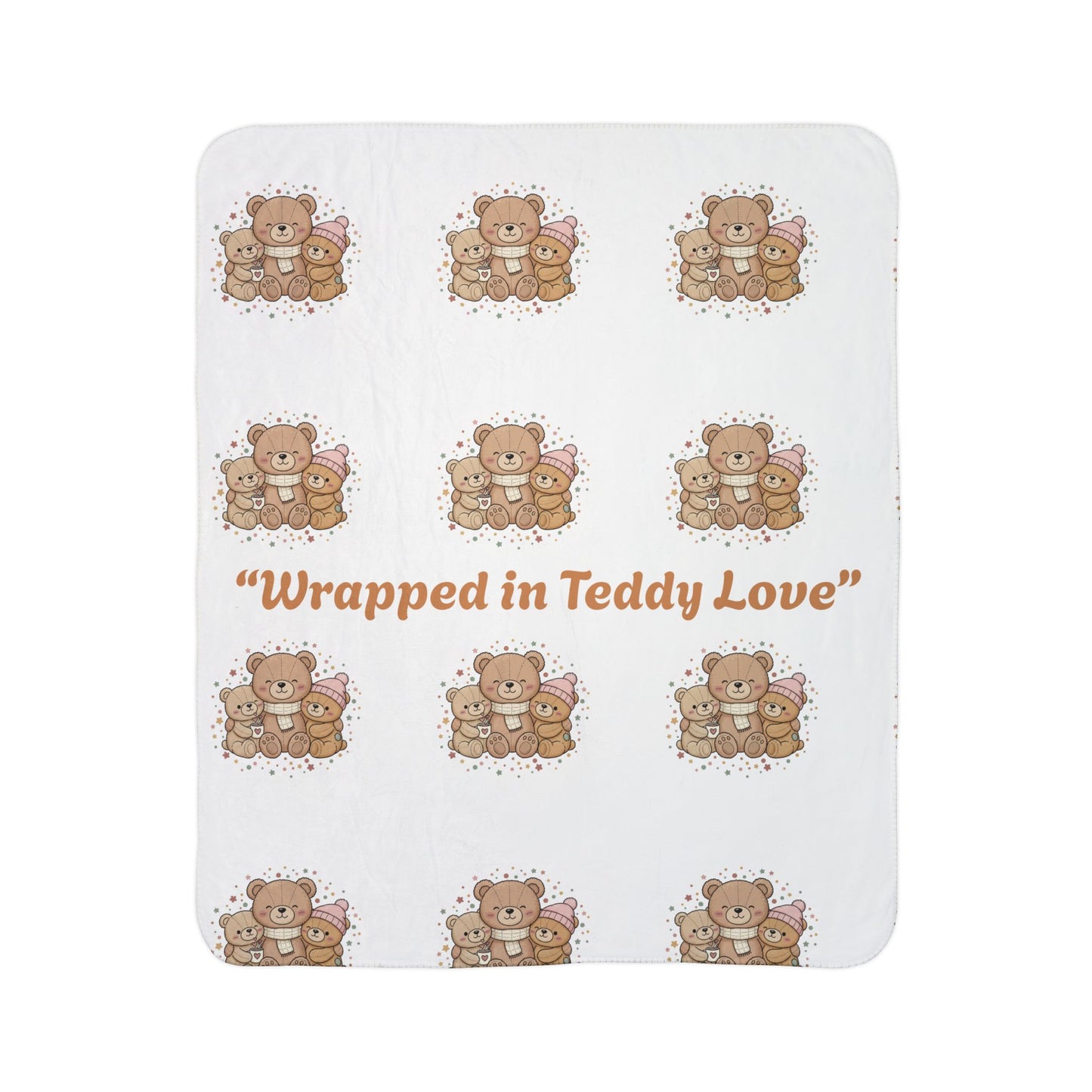 Teddy Bear Sherpa Blanket — "Wrapped in Teddy Love" Plush Fleece Throw for Kids & New Parents