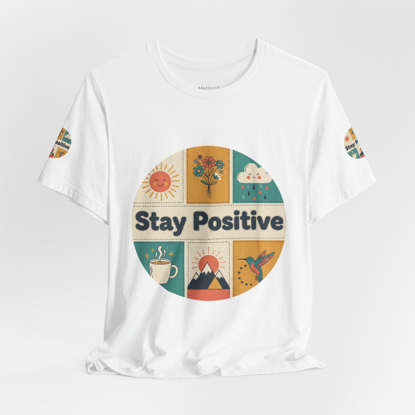 Stay Positive Graphic Tee — Retro Sunshine Inspirational T‑Shirt