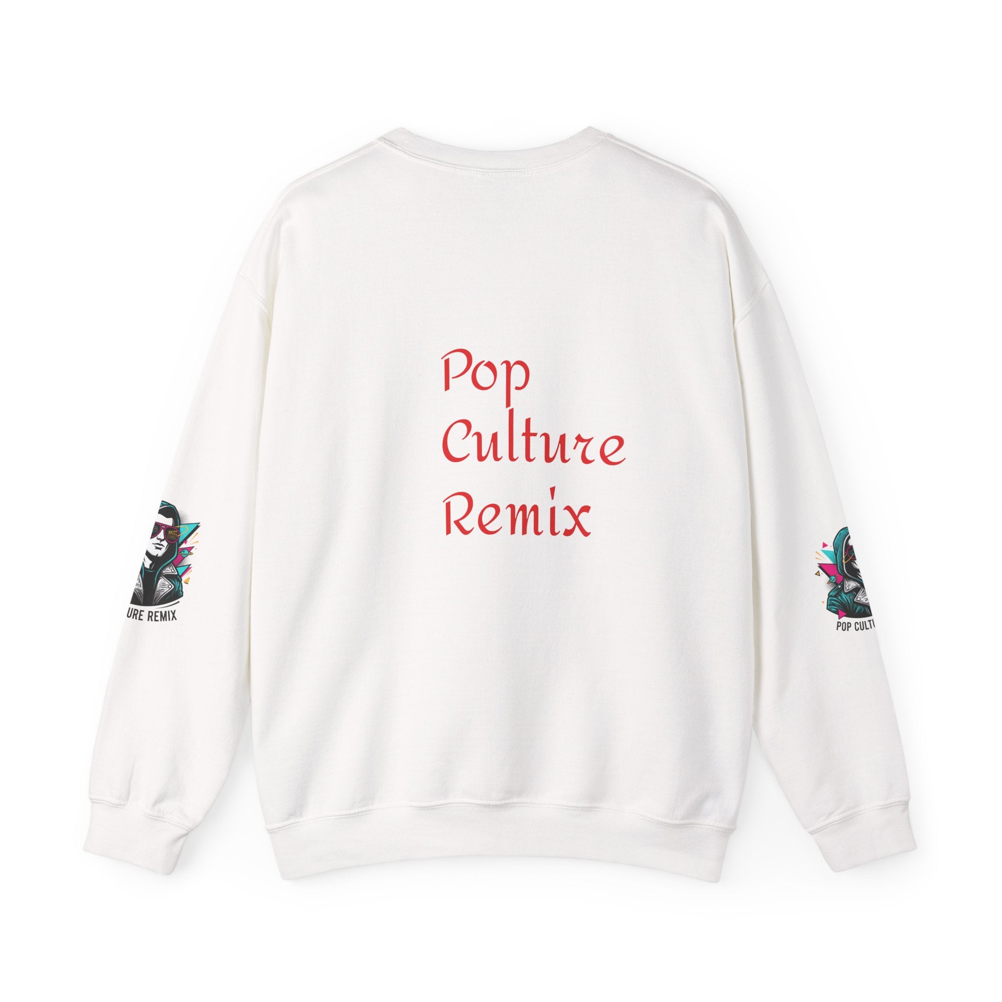 Pop Culture Remix Crewneck Sweatshirt — Retro Neon Hoodie Graphic