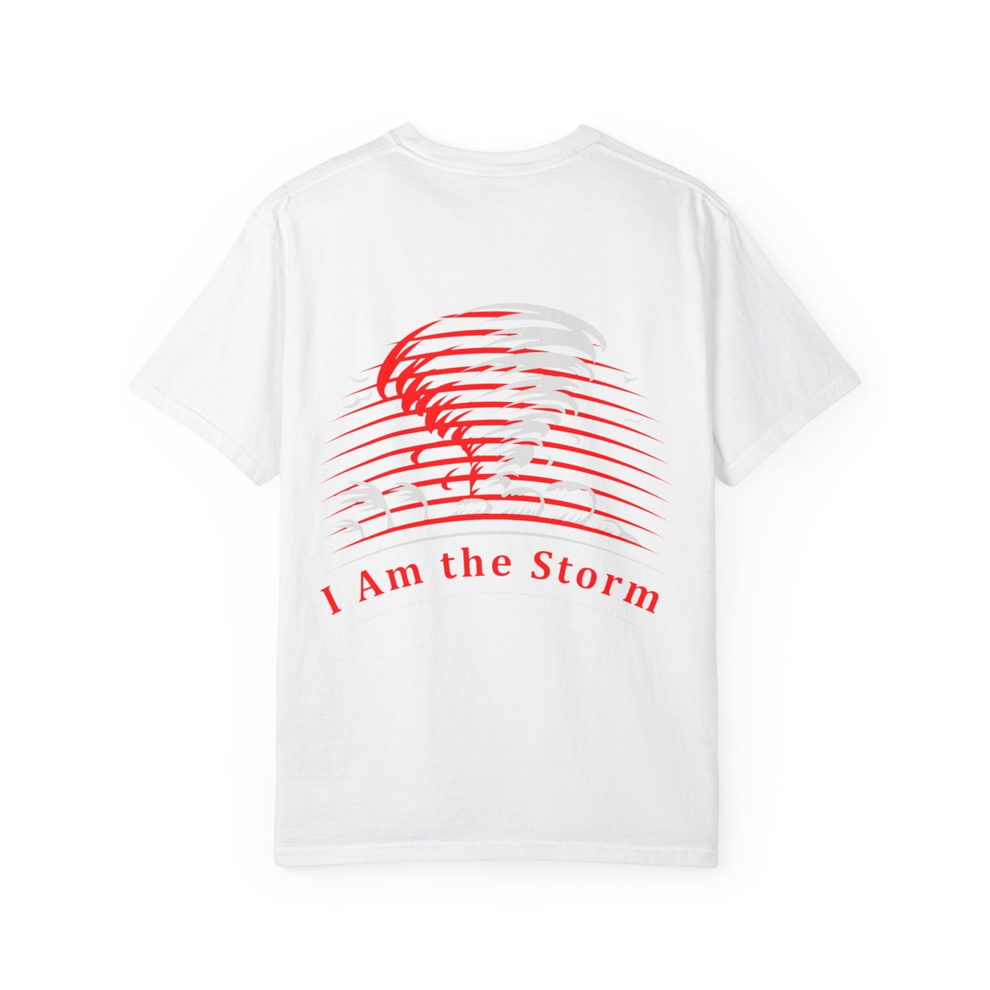 I Am the Storm T-Shirt — Bold Red Tornado Graphic Tee