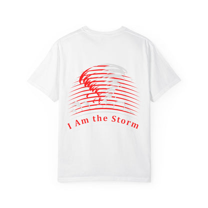 I Am the Storm T-Shirt — Bold Red Tornado Graphic Tee
