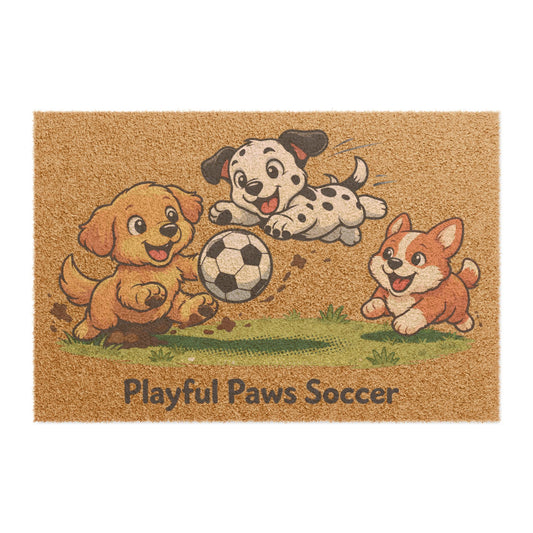 Playful Paws Soccer Doormat — Cute Puppy Welcome Mat for Kids’ Rooms & Front Door Merit Sell