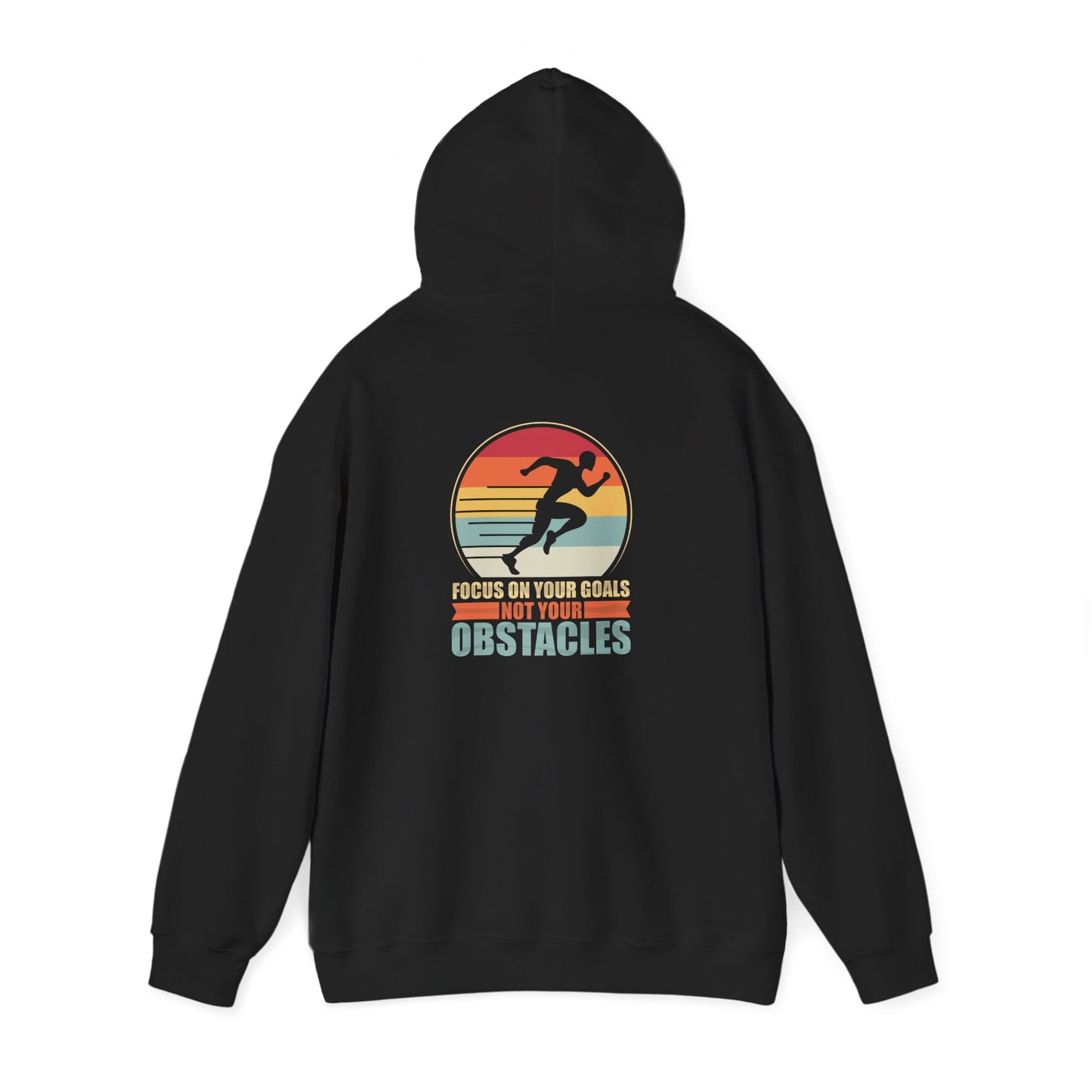 Motivational Hoodie — "Focus On Your Goals Not Your Obstacles" Retro Runner - Merit Sell