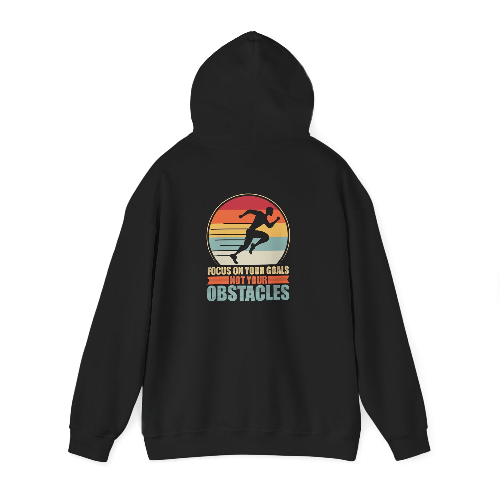 Motivational Hoodie — "Focus On Your Goals Not Your Obstacles" Retro Runner - Merit Sell