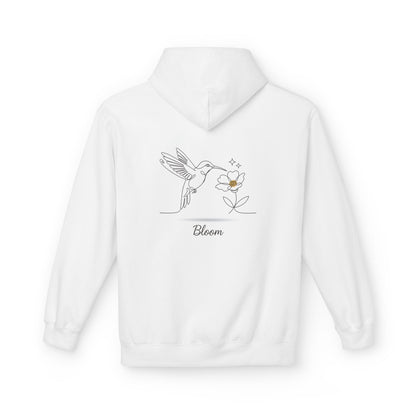 Bloom Hummingbird Hoodie — Floral Minimalist Pullover