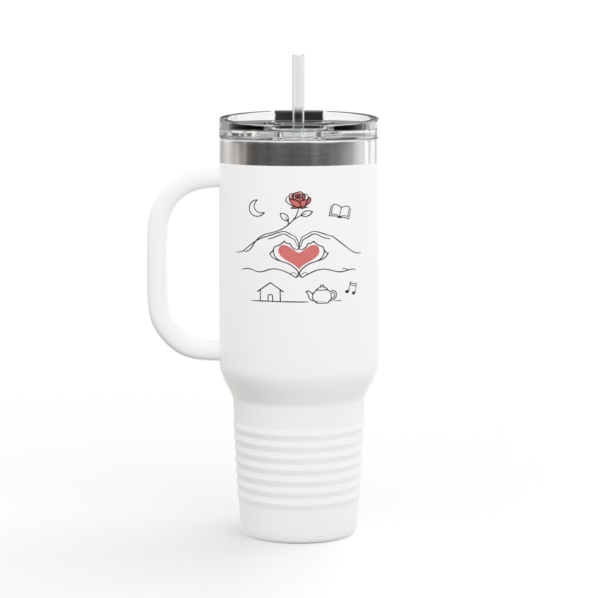40oz Insulated Travel Mug — Heart & Home Sketch Design