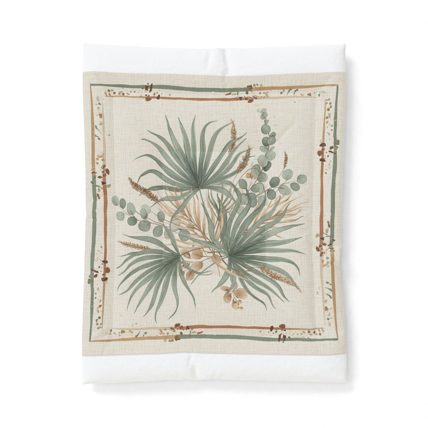 Botanical Palm Cotton Comforter – Neutral Green Leaf Bedding
