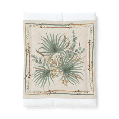 Botanical Palm Cotton Comforter – Neutral Green Leaf Bedding