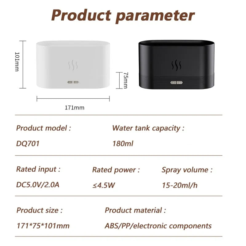 180ML Flame Ultrasonic Humidifier | Soothing Mist