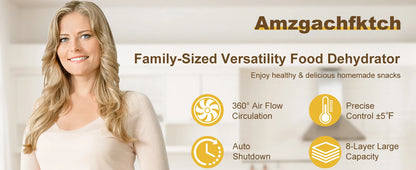 8-Tray Stainless Steel 625W, 165°F for Jerky/Fruit/Dog Treats, 50 Recipes, ≤48dB, Auto Shutoff, Dishwasher Safe Food Dehydrator - Merit Sell