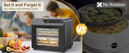 8-Tray Stainless Steel 625W, 165°F for Jerky/Fruit/Dog Treats, 50 Recipes, ≤48dB, Auto Shutoff, Dishwasher Safe Food Dehydrator - Merit Sell