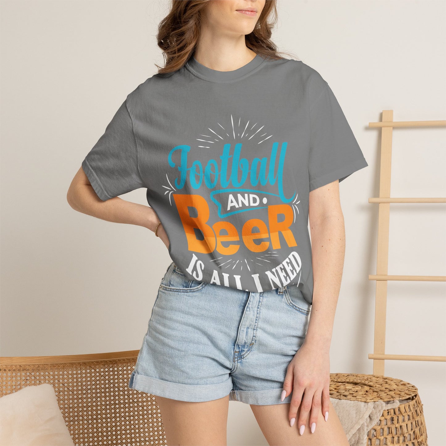 Football and Beer T-Shirt – "Football and Beer Is All I Need" Graphic Tee - Merit Sell