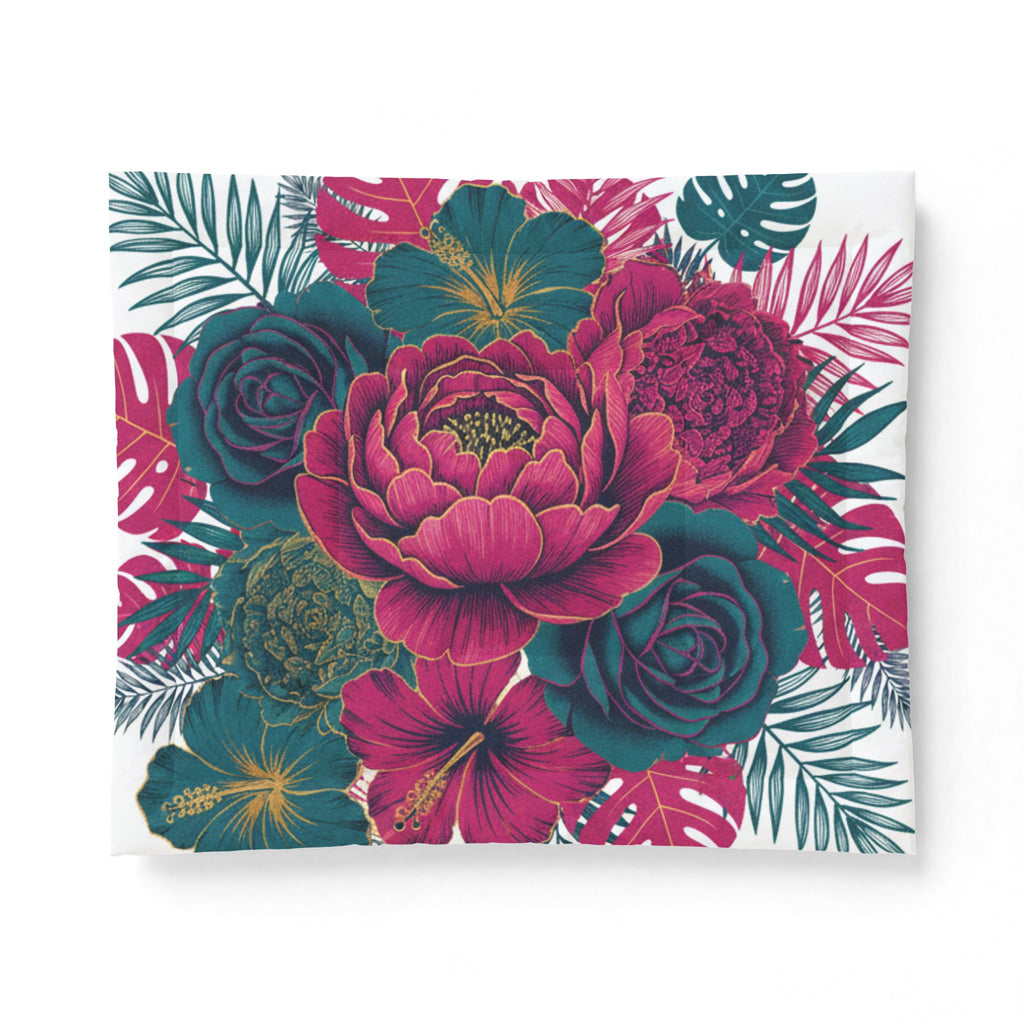 Floral Cotton Comforter - Tropical Pink & Teal Peony Bedding