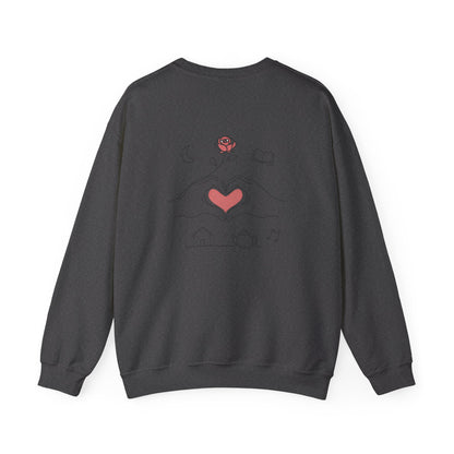 Crewneck Sweatshirt — Heart Hands Rose Illustration (Cozy Home & Self‑Care Vibe)