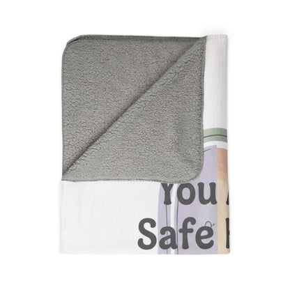 You Are Safe Here Sherpa Blanket - Cozy Rainbow Comfort Throw