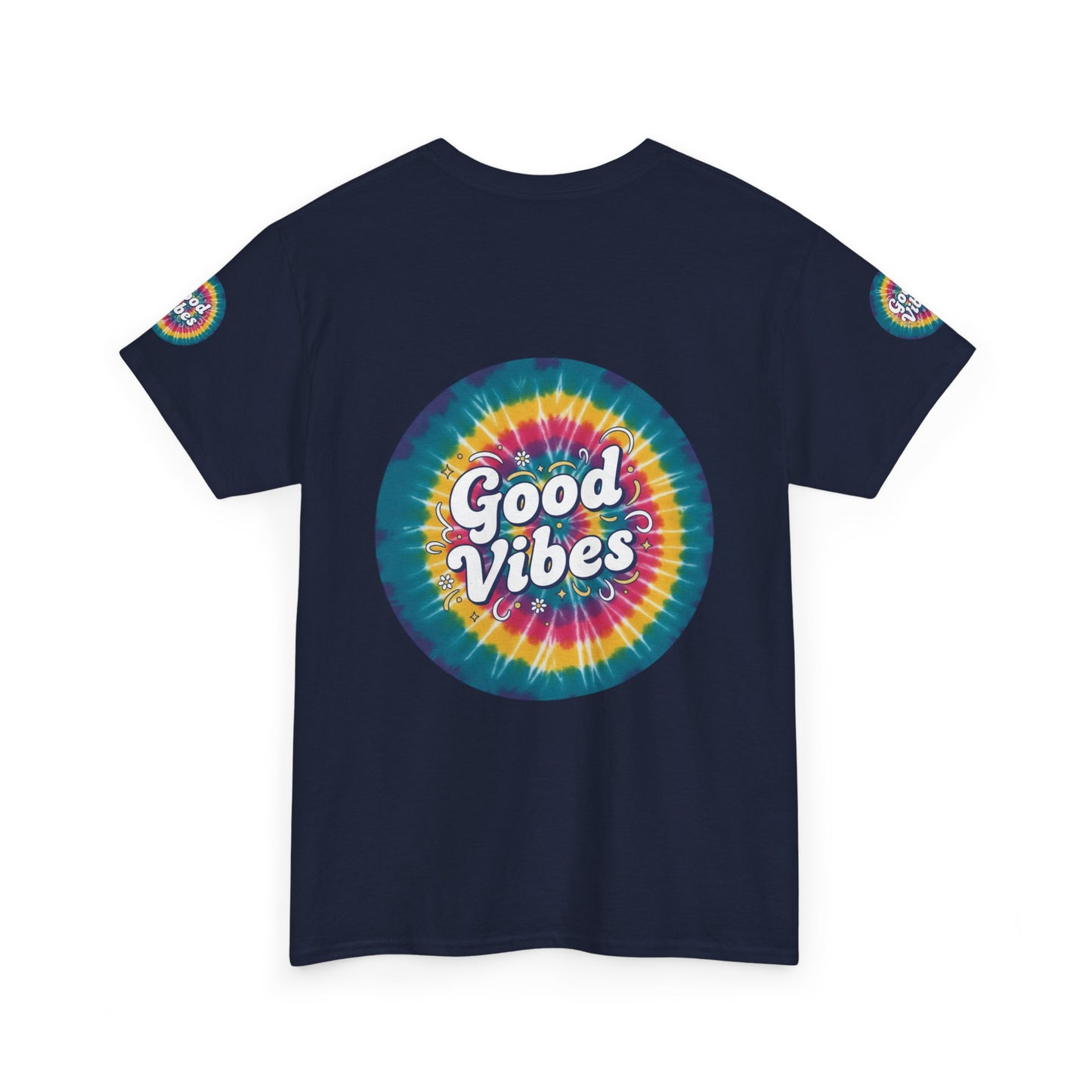 Good Vibes Tie-Dye Tee — Retro Rainbow Graphic T-Shirt