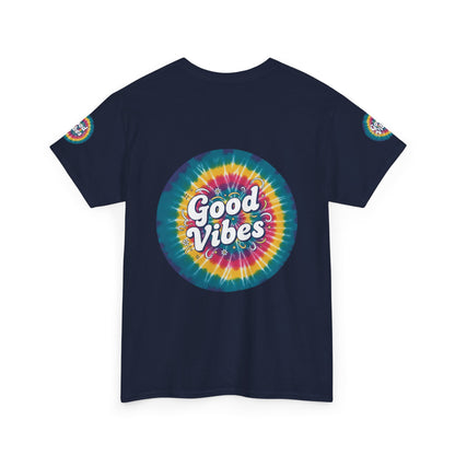 Good Vibes Tie-Dye Tee — Retro Rainbow Graphic T-Shirt