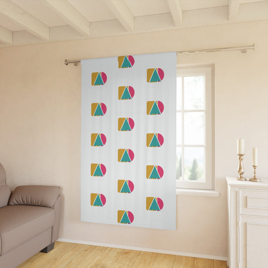 Geometric Color Block Curtain Panel — Modern Mid-Century Window Drapery